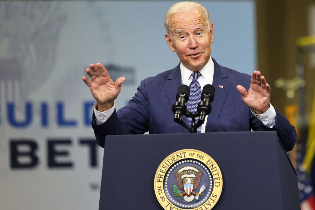 President Biden Delivers Remarks At NJ Transit Meadowlands Maintenance Complex