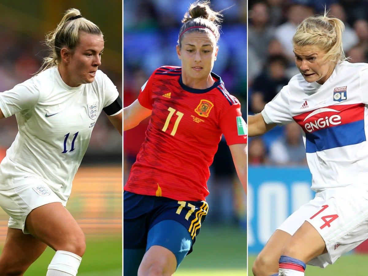 Lauren Hemp, Alexia Putellas and Ada Hegerberg, l-r, will be instrumental at the Women’s European Championship (PA)