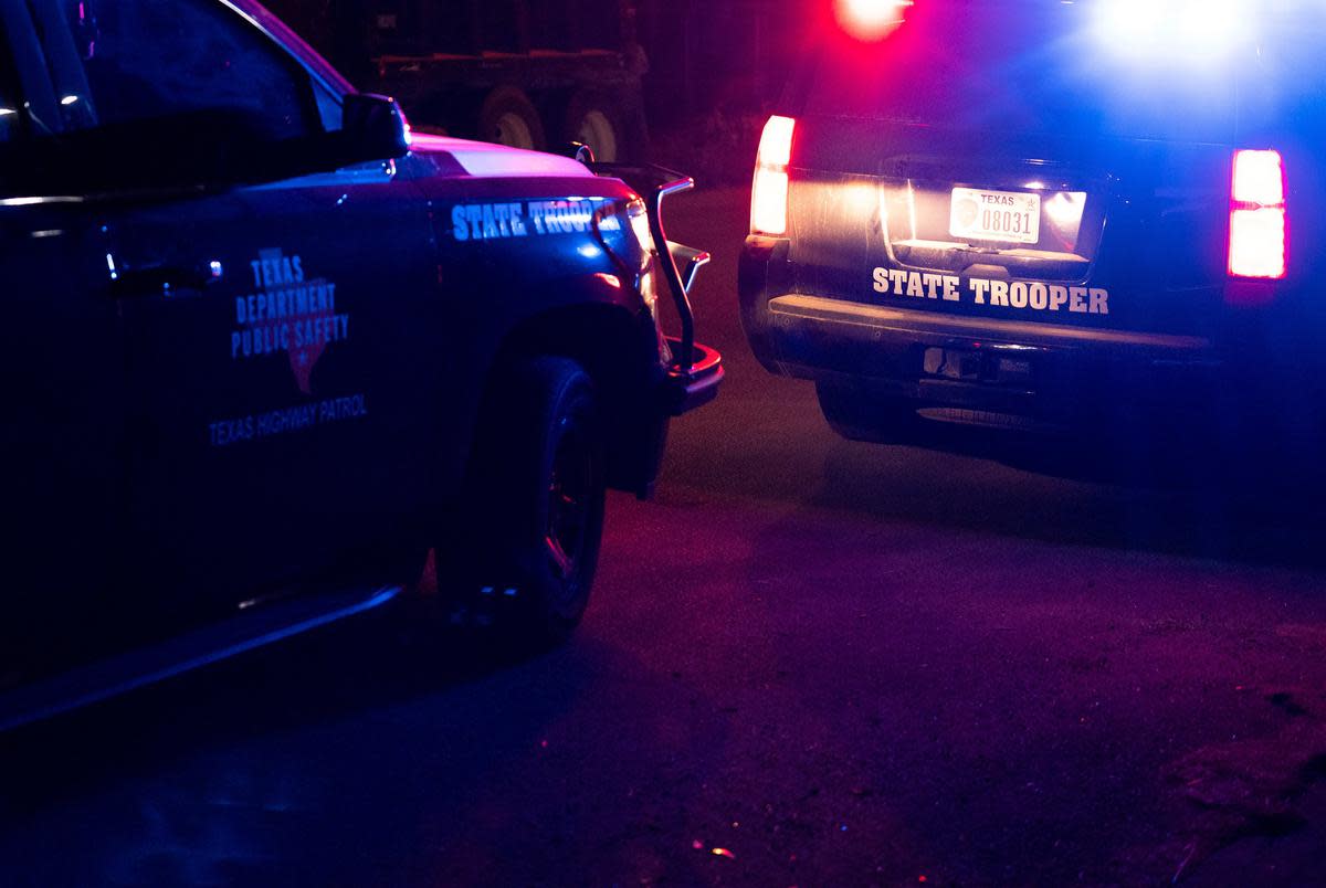 DPS troopers make a traffic stop in southeast Austin on Aug. 7, 2023.