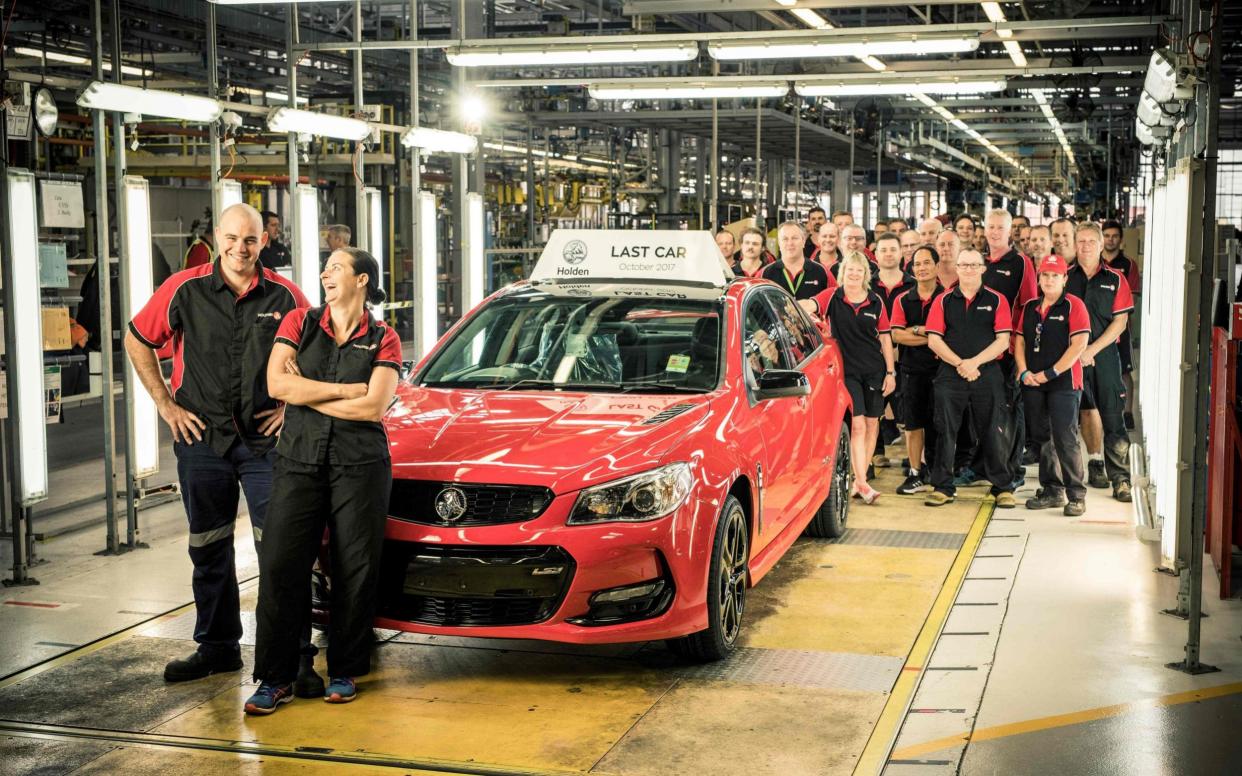 The final car to roll off the Holden production line at Elizabeth in Adelaide. - AFP