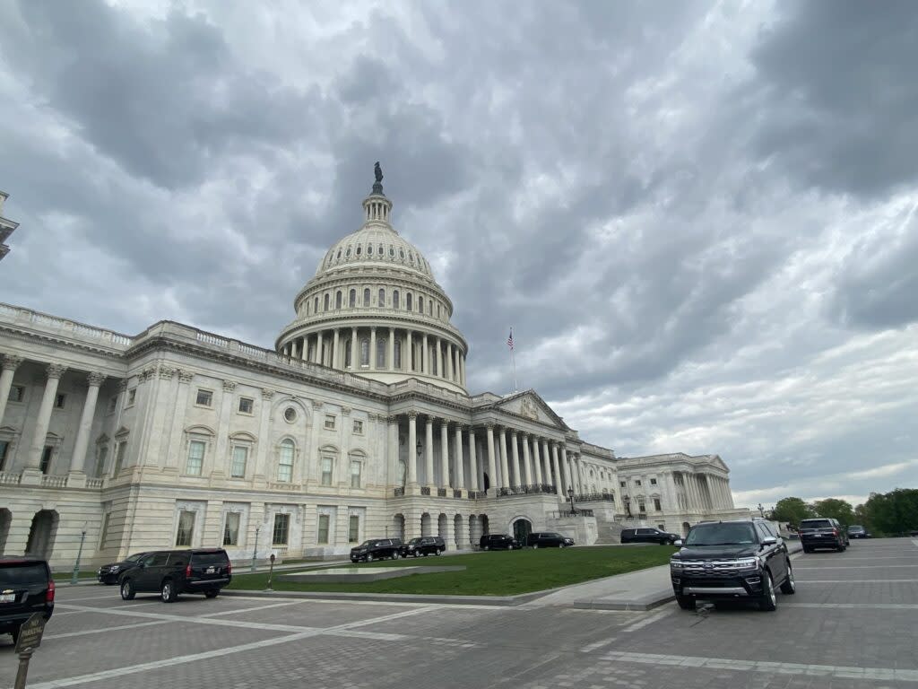 The U.S. Capitol is seen on a cloudy day in an undated photo. (Photo by Jennifer Shutt/States Newsroom)