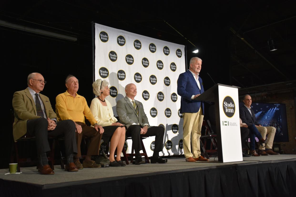 Studio Tenn leaders; philanthropists Cal Turner and Calvin and Marilyn LeHew; longtime television personality Kathie Lee Gifford; and Franklin Mayor Dr. Ken Moore were among those in attendance for the announcement of Studio Tenn moving to The Factory at Franklin on Feb. 7. The move will include a the new Turner Theater at The Factory.