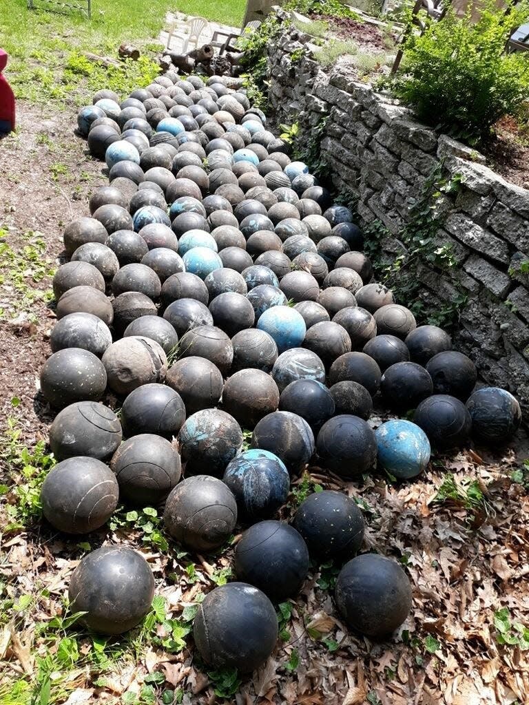 David Olson's final count of the buried bowling balls totaled 160, though he said there are definitely more still buried.