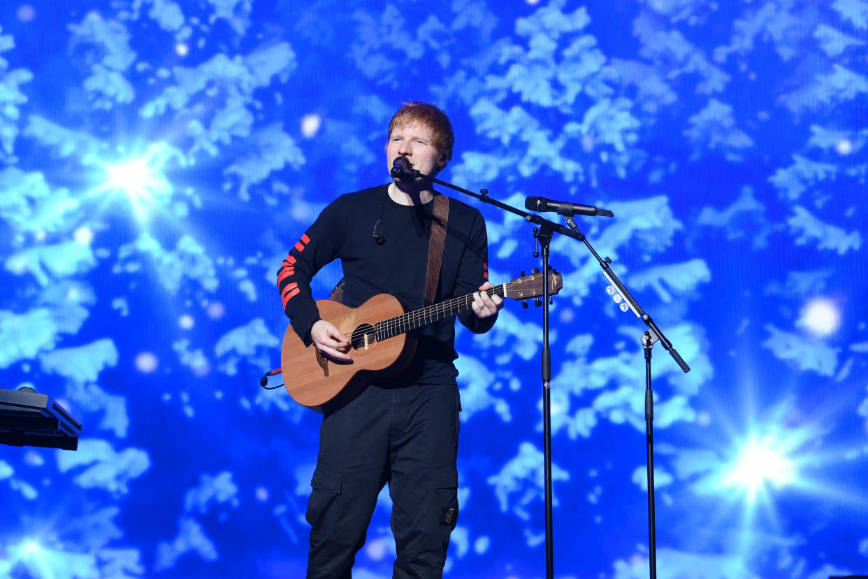 NO ARCHIVE NO SALES EDITORIAL USE ONLY Ed Sheeran performs during day two of Capital's Jingle Bell Ball with Barclaycard at London's O2 Arena. Picture date: Saturday December 12, 2021.