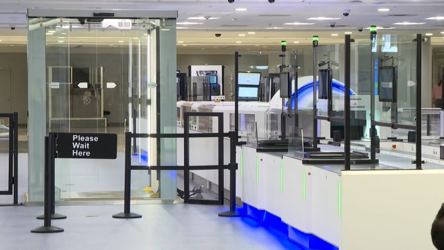 TSA’s self-service screening system for passengers debuts at Harry Reid International Airport. (KLAS)