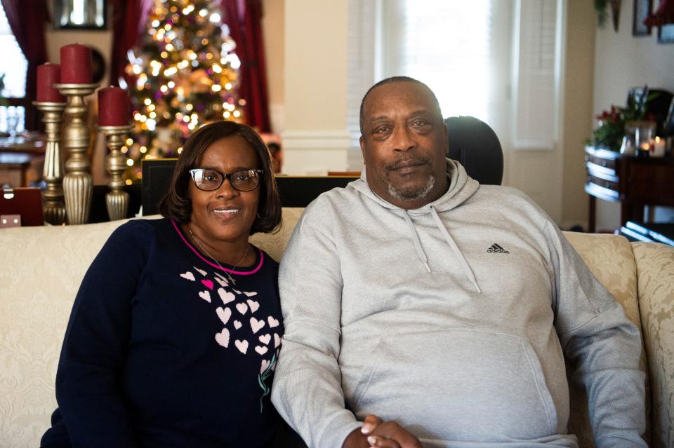 Betty and Tommy Johnson pose for a photo in their home in Karns on Nov. 17, 2022. Tommy was a Kingston coal ash worker who died May 18 after years of suffering from multiple illnesses. He was 71.