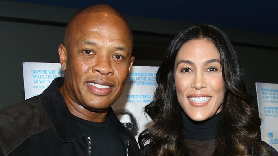 Andre “Dr. Dre” Young and wife Nicole Young attend the 2016 premiere of Sony Pictures Classics’ “Miles Ahead” in Beverly Hills. (Photo by Mark Davis/Getty Images)