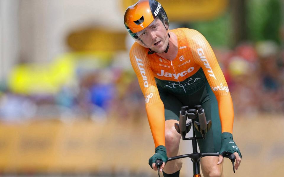 Australian Luke Durbridge finishes the individual time trial