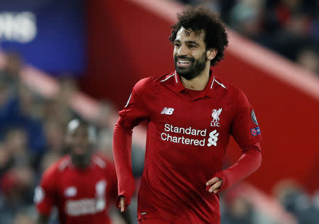 Soccer Football - Champions League - Group Stage - Group C - Liverpool v Napoli - Anfield, Liverpool, Britain - December 11, 2018 Liverpool's Mohamed Salah reacts Action Images via Reuters/Carl Recine