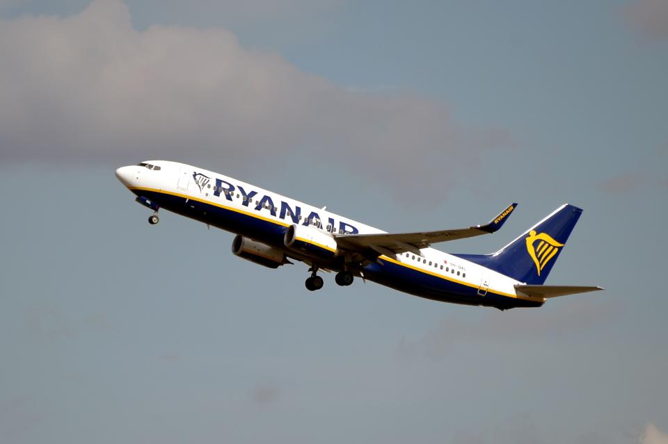 A Boeing 737 NG operated by Europe's Ryanair takes off from the Toulouse-Blagnac airport in France