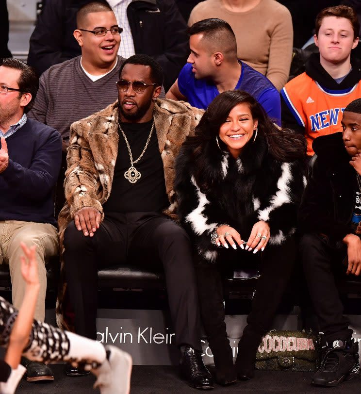 Just your average sports fans! Diddy and Cassie at the New York Knicks vs. Brooklyn Nets game at Barclays Center on March 12. (Photo: James Devaney/GC Images)