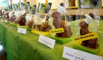 FILE PHOTO: A chocolate Easter bunnies with bandaged ears are displayed at Eric's Confiserie Baumann in Zurich