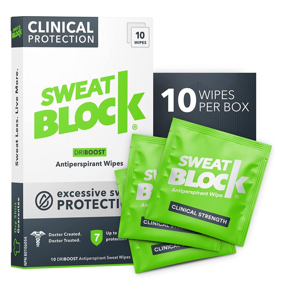 SweatBlock DriBoost Antiperspirant Wipes; best body wipes