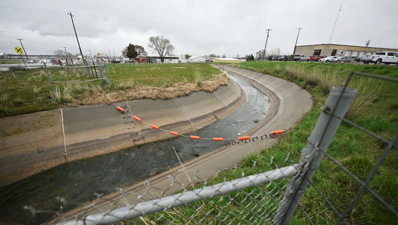 A water canal is pictured in West Haven, Utah, on Friday, April 5, 2024. A Utah water district was among multiple canal operators to receive a grant from the Bureau of Reclamation to install solar panels.