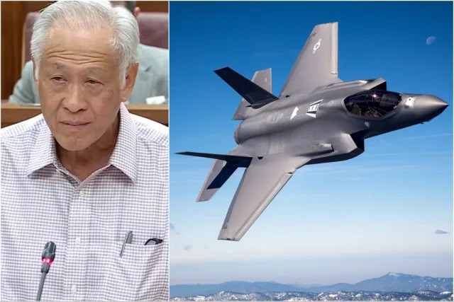 Singapore's Defence Minister Ng Eng Hen (left) said the city-state will be buying eight F-35A fighter jets (right). (PHOTO: MCI/Lockheed Martin)