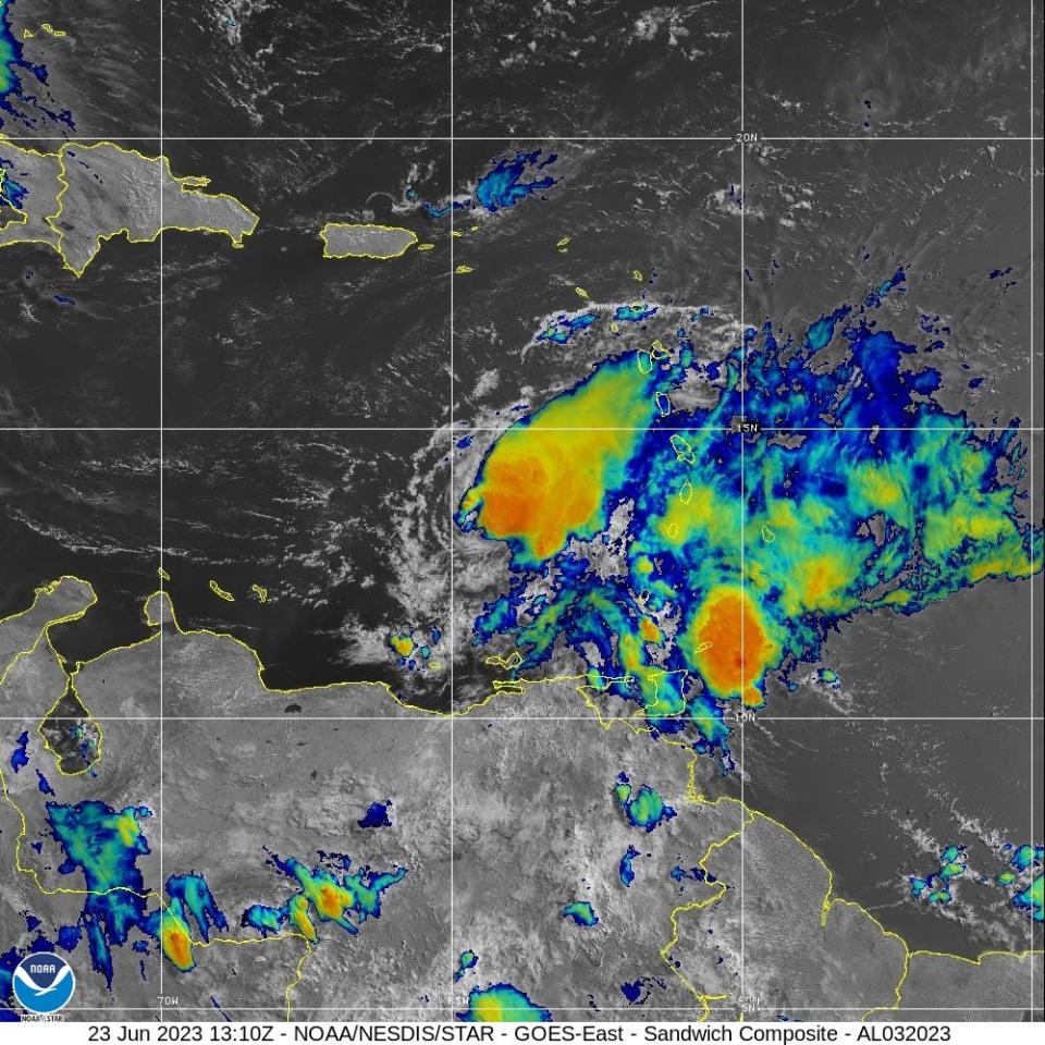 Tropical Storm Bret radar image 10 a.m. June 23, 2023.