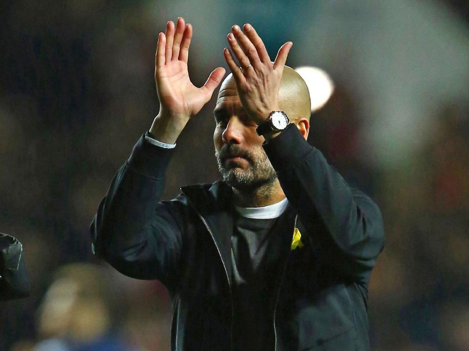 Pep Guardiola has his eyes on a Wembley hat-trick: AFP