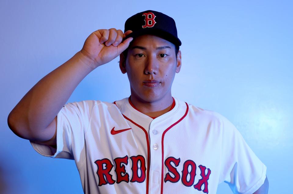 FORT MYERS, FLORIDA - FEBRUARY 20: Masataka Yoshida #7 of the Boston Red Sox poses for a portrait at JetBlue Park at Fenway South on February 20, 2024 in Fort Myers, Florida. (Photo by Elsa/Getty Images)