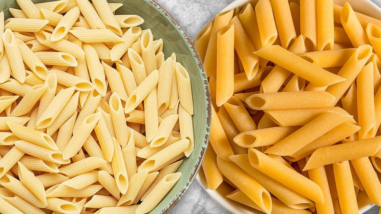 Penne rigate and mostaccioli