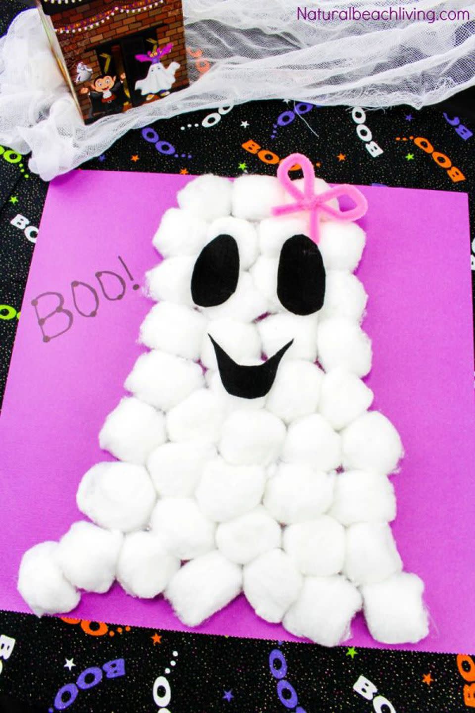 30) Cotton Ball Ghost Craft