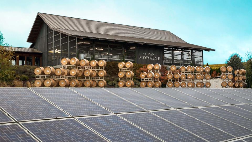 Solar panel array outside a Willamette Valley winery, near Salem, OR.