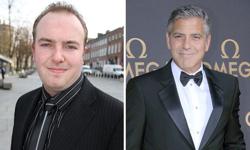 It’s… George Clooney - This is David James Glendon, who amazingly won a George Clooney Lookalike Contest in his home town in Kilkenny, Ireland. We can’t see it ourselves.