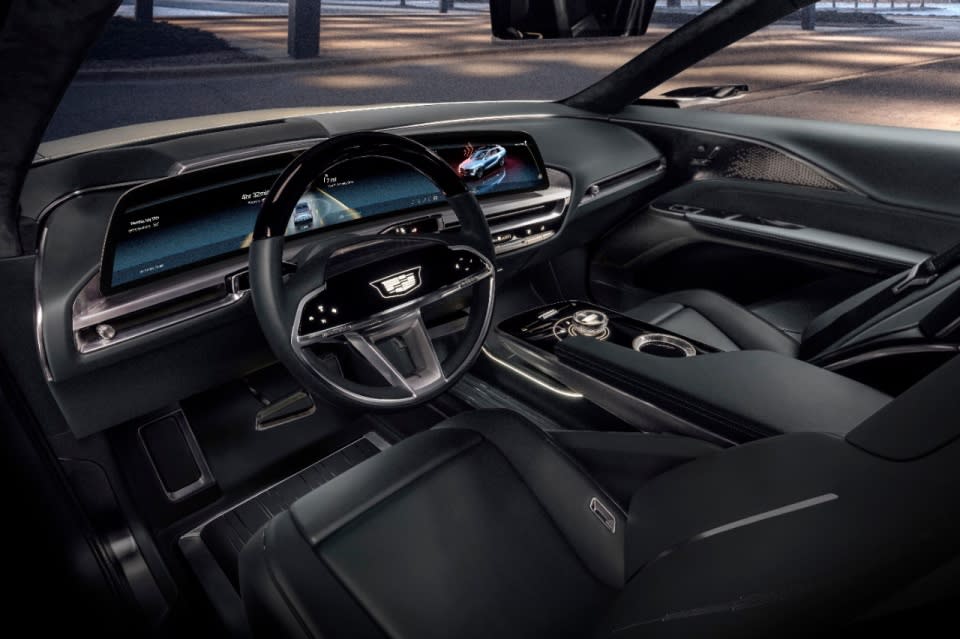 Cadillac LYRIQâ€™s new electric vehicle architecture opens up possibilities in vehicle spaciousness and design. Images display show car, not for sale. Some features shown may not be available on actual production model.