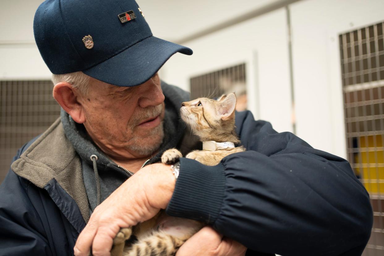 "This is the one," said Dave Fox, of Grove City, as he held Betty, a 3-month-old kitten, at Columbus Humane on Dec. 1, 2023. Columbus Humane is celebrating its 140th anniversary on Dec. 7, 2023.