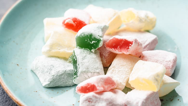 plate of colorful Loukoumi 