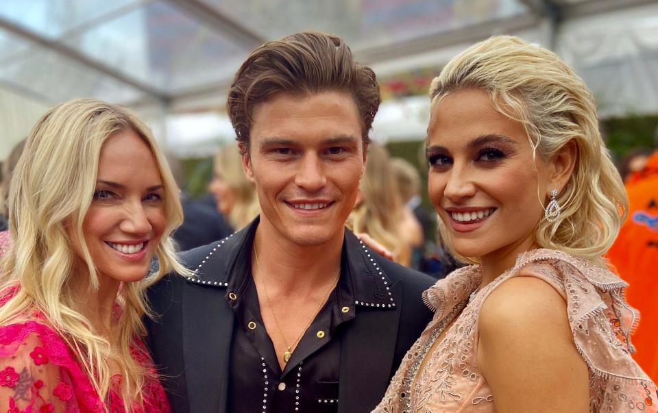 Rosie Nixon (left) with model and designer Oliver Cheshire and singer Pixie Lott