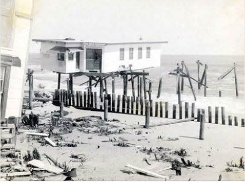 Kure Beach Pier after Hurricane Hazel.