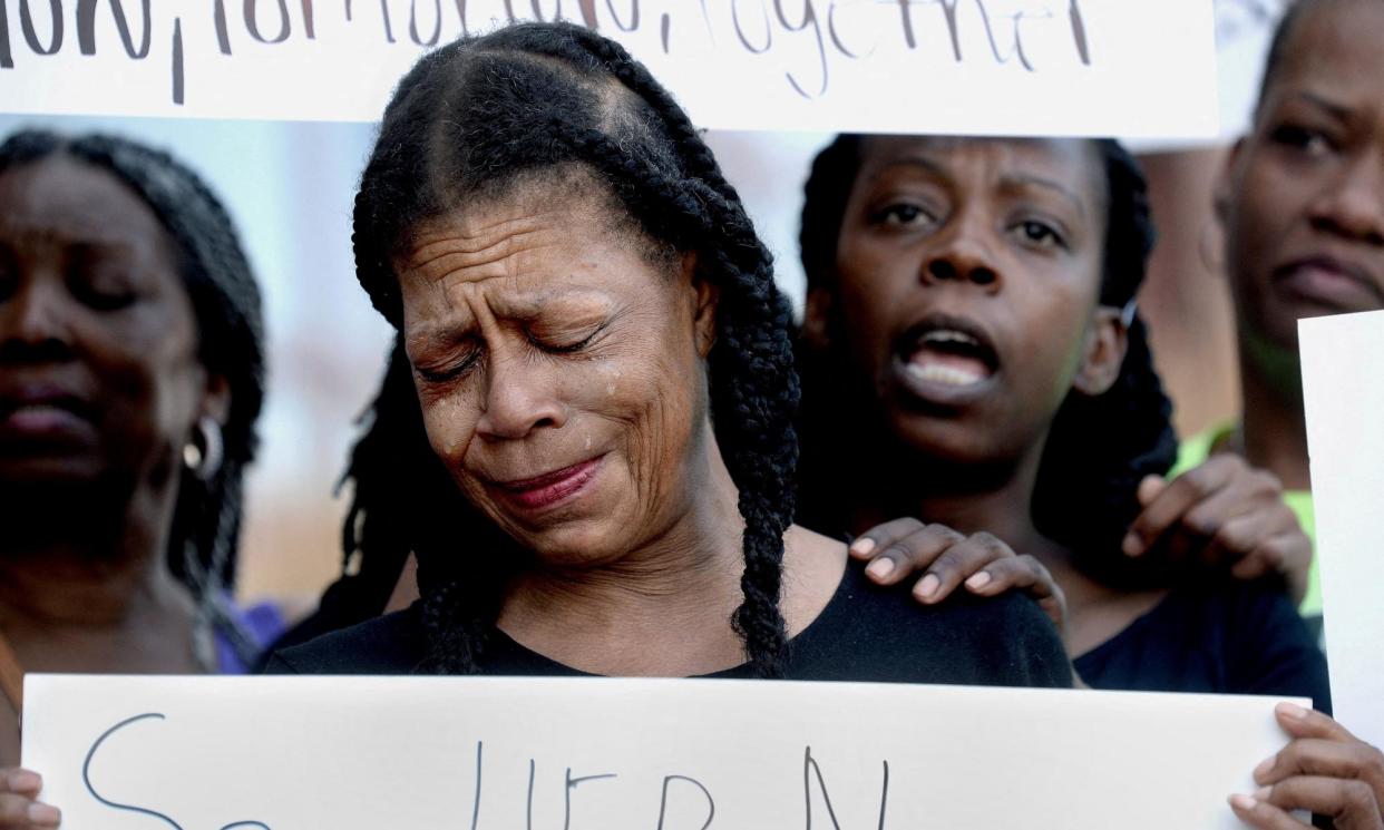 <span>Donna Massey, the mother of Sonya Massey, at a protest in Springfield, Illinois.</span><span>Photograph: Thomas J Turney/The State Journal-Register/Reuters</span>