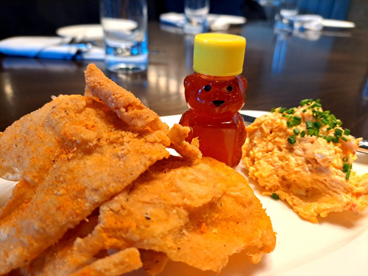 Though the pimento cheese headlines another starter ($14), its chicken crisp companions are this dish’s star at Coastal 15, the completely revamped quayside restaurant at The Bohemian Hotel on the Savannah Riverfront.