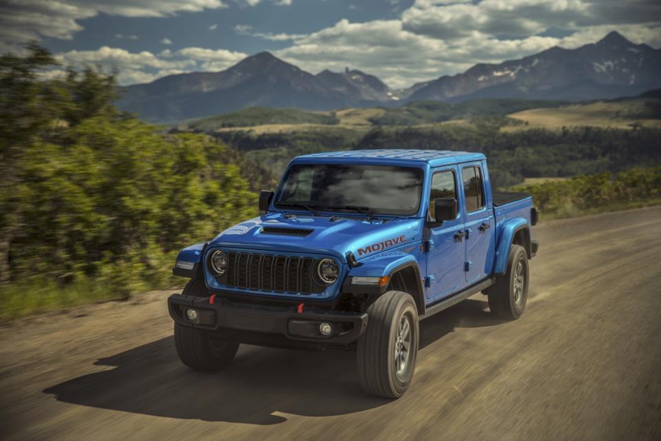 This photo provided by Jeep shows the 2024 Gladiator. Like the related Jeep Wrangler, the Gladiator has a removable roof and doors. (Courtesy of Stellantis via AP)