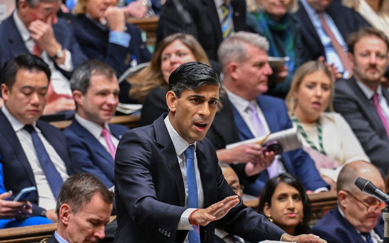 Rishi Sunak, the Prime Minister, addresses the House of Commons during PMQs yesterday