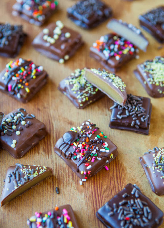 <p>Averie Cooks</p><p>These take those easy microwave caramels to the next level with a rich chocolate covering.</p><p><strong>Get the recipe: <a href="https://www.averiecooks.com/chocolate-covered-7-minute-microwave-caramels/" rel="nofollow noopener" target="_blank" data-ylk="slk:Chocolate Covered Caramels;elm:context_link;itc:0;sec:content-canvas" class="link ">Chocolate Covered Caramels</a></strong></p>