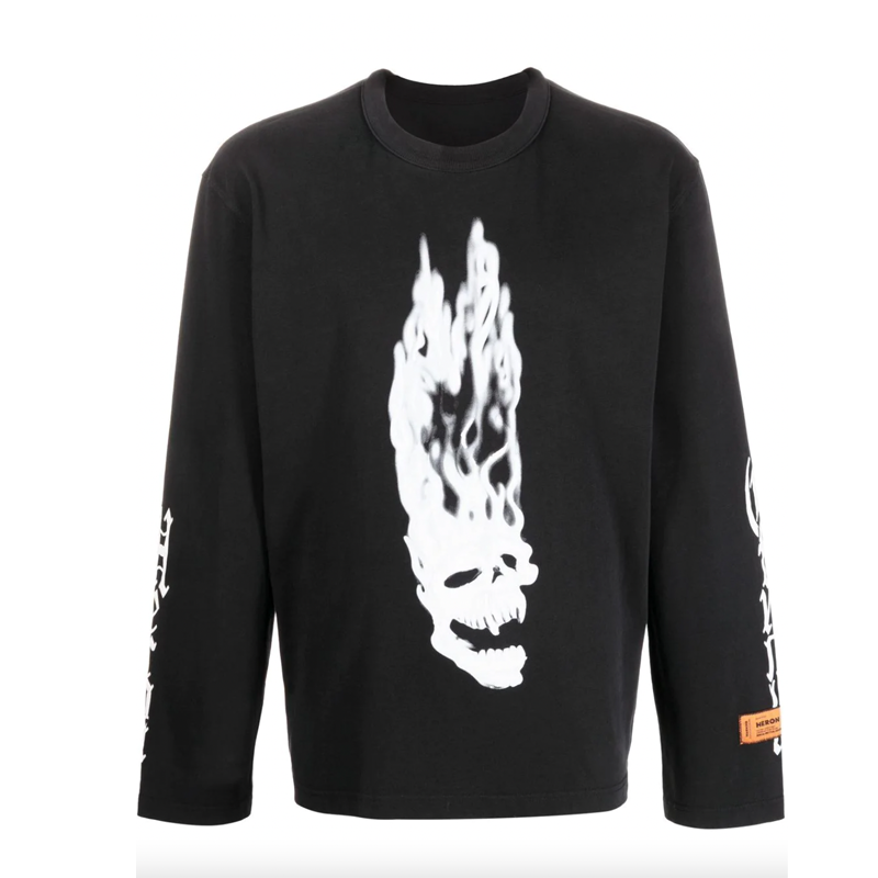 Flaming Skull Long-Sleeved T-Shirt