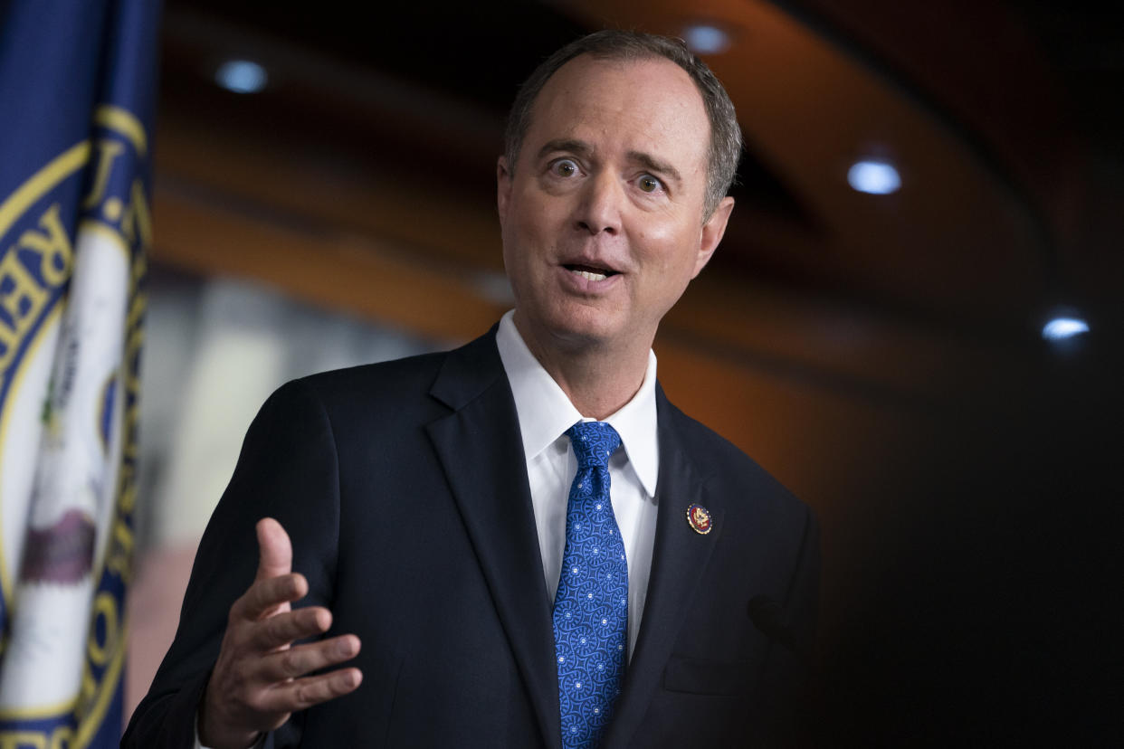 House Intelligence Committee Chairman Adam Schiff (D-Calif.) talks to reporters about the White House's summary of President Donald Trump's call with the Ukrainian president. "This is how a mafia boss talks," said Schiff. (Photo: ASSOCIATED PRESS)