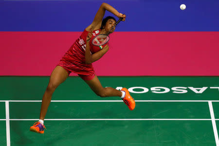 Badminton - Badminton World Championships - Glasgow, Britain - August 25, 2017. India's Pusarla Sindhu in action. REUTERS/Russell Cheyne