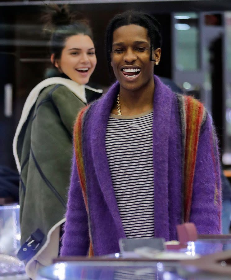 Kendall Jenner and rumored bf A$AP Rocky (ASAP) go jewelry shopping looking at�engagement�rings, necklaces, and grills at a midtown jewelry store in New York