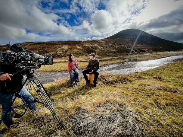 PHOTO: Since Scotland hosted COP26 in 2021, the country’s tourism agencies and economic organizations have teamed up to make it a global leader in the race to net zero. Picture of ABC News' Maggie Rulli doing an interview taken on Monday, Oct. 24, 2022. (ABC News / Riley Farrell)