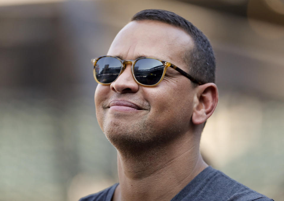 Alex Rodriguez gave a speech at the University of Miami. (AP Photo)