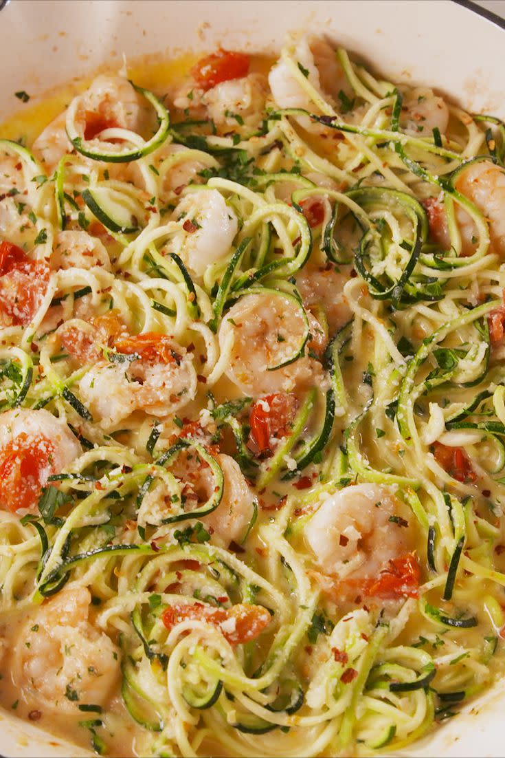 <p>Oodles of zoodles!</p><p>Get the recipe from <a rel="nofollow noopener" href="https://www.delish.com/cooking/recipe-ideas/a19664978/garlicky-shrimp-zucchini-pasta-recipe/" target="_blank" data-ylk="slk:Delish;elm:context_link;itc:0;sec:content-canvas" class="link ">Delish</a>.</p><p><a rel="nofollow noopener" href="https://www.amazon.com/Spiralizer-Vegetable-Strongest-Spaghetti-Gluten-Free/dp/B075SLJ42S" target="_blank" data-ylk="slk:BUY NOW;elm:context_link;itc:0;sec:content-canvas" class="link ">BUY NOW</a> <em><strong>Spiralizer Vegetable Slicer, $30, amazon.com</strong></em><br></p>