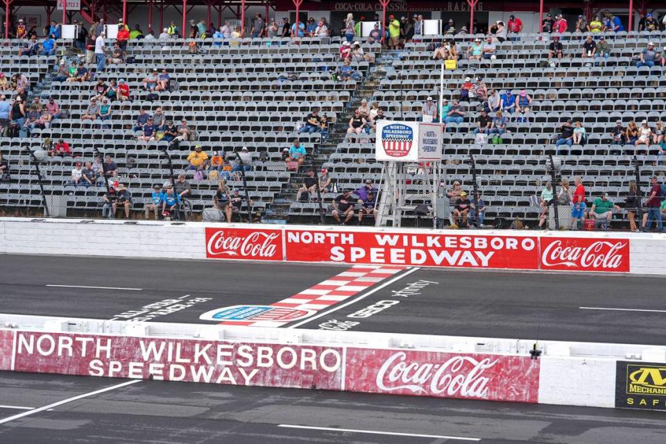 May 18, 2024; North Wilkesboro, North Carolina, USA; Signage old and new at North Wilkesboro Speedway.