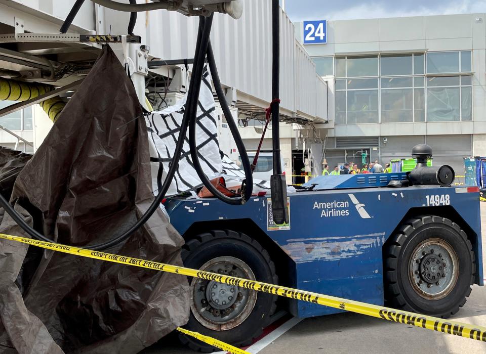 A ground service vehicle called a pushback was used by an American Airlines employee during a fatal crash at Austin-Bergstrom International Airport on April 20. A witness told investigators the 14-ton pushback "accelerated faster than normal and then veered to the right" before the crash.