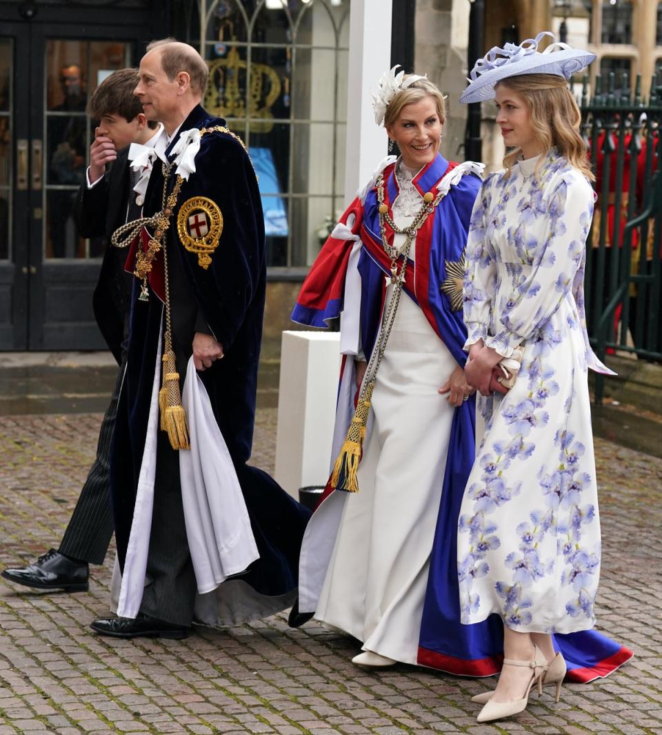 Prince Edward, Duke and Sophie, Duchess of Edinburgh arriving with Lady Louise Windsor and the Earl of Wessex (Getty Images)