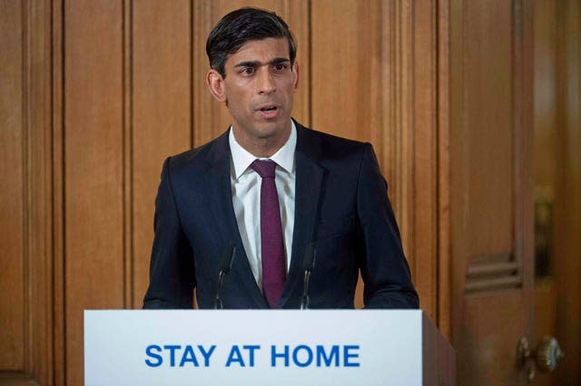 Chancellor Rishi Sunak unveils his furlough scheme at a No 10 news briefing 