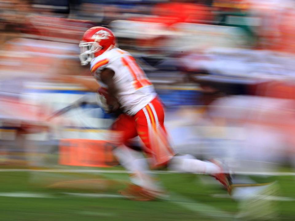 Tyreek Hill dazzled as a rookie, but dropped in the draft after punching his pregnant girlfriend in the stomach (Getty)