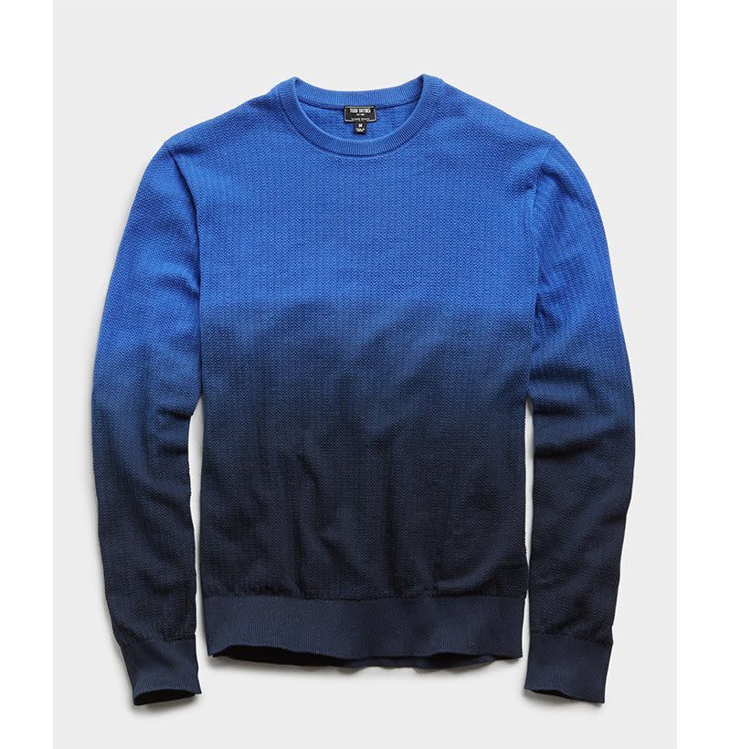 Dip-Dye Textured Cotton Crew Sweater