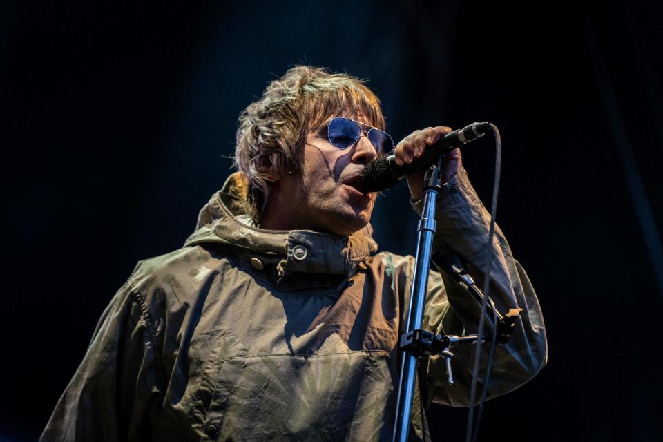 British singer Liam Gallagher, pictured at a 2022 concert in Copenhagen, is slamming his fellow 2024 Rock & Roll Hall of Fame nominees.